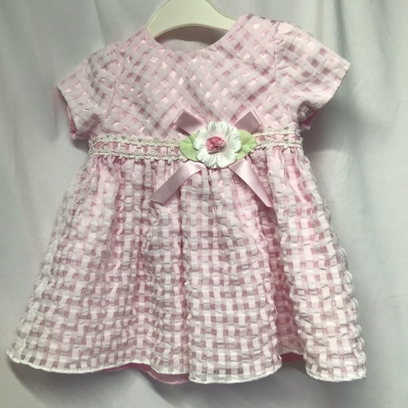 Add on for $5 Pink & white baby dress w/flower Adorable gingham 3-6months George - Picture 1 of 5